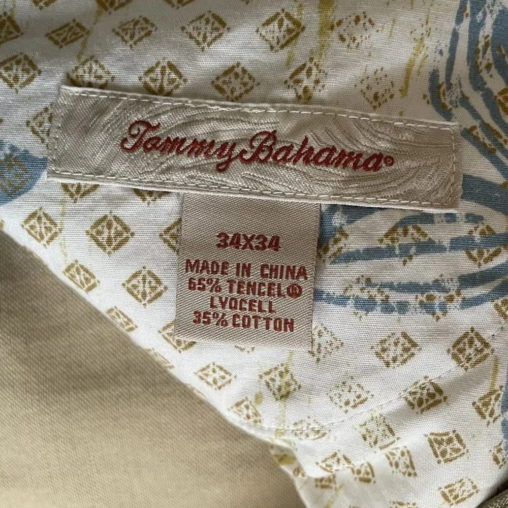 Tommy Bahama Pants Mens 34x34 Beige Khaki Lyocell Cotton Casual ACTUAL 34x31